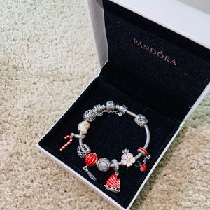 Pandora bracelet and 11 pretty charms